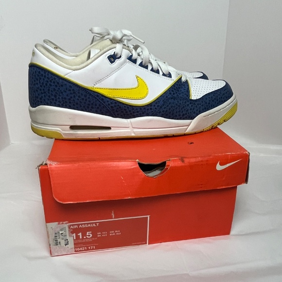 Nike Air Assault Men’s 11.5 White Zest Academy Blue 316421-171 w/ Original Box - Picture 2 of 9